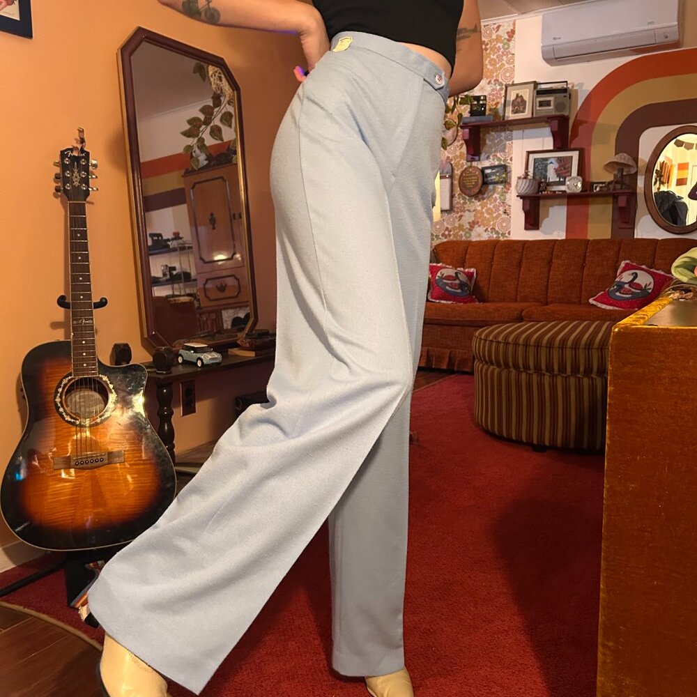 1970s Deadstock Periwinlkle wide leg high waisted - Bowring Koret of California